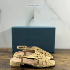 A.Bocca Sandalo Donna  Pelle Suede Beige    Luxury Woman Sandal A.Bocca 36