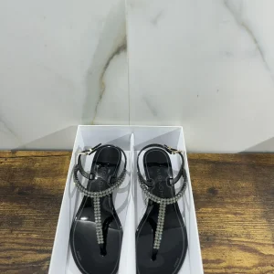 Menghi Sandalo Donna Real Swarovski Nero Con Tacco  Luxury Sandal 39