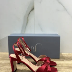 Mia Moltrasio Sandalo Donna In Raso Rosso   Luxury Handmade Sandal 36