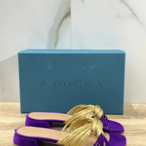 A.Bocca Sandalo Donna Mules Gold Viola   Luxury Woman Sandal A.Bocca 39