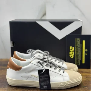 4B12 Sneaker Suprime  Pelle Bianco Beige  Casual Uomo 40